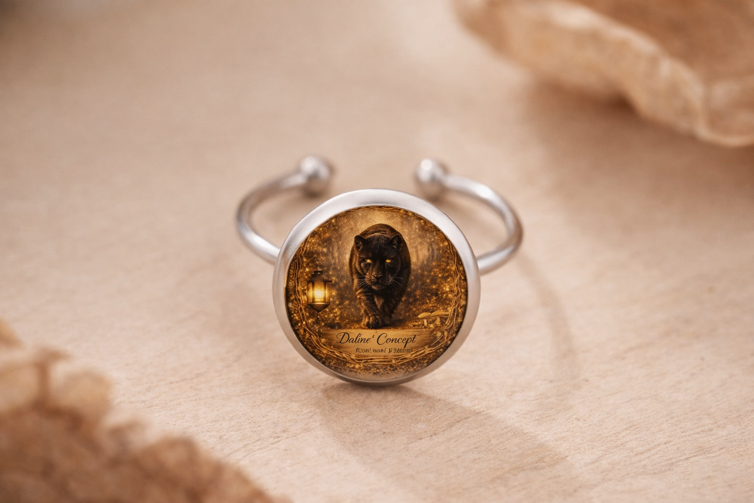 Bague Panthère Dorée Daline’Concept – Bijou félin chic acier inox 316L