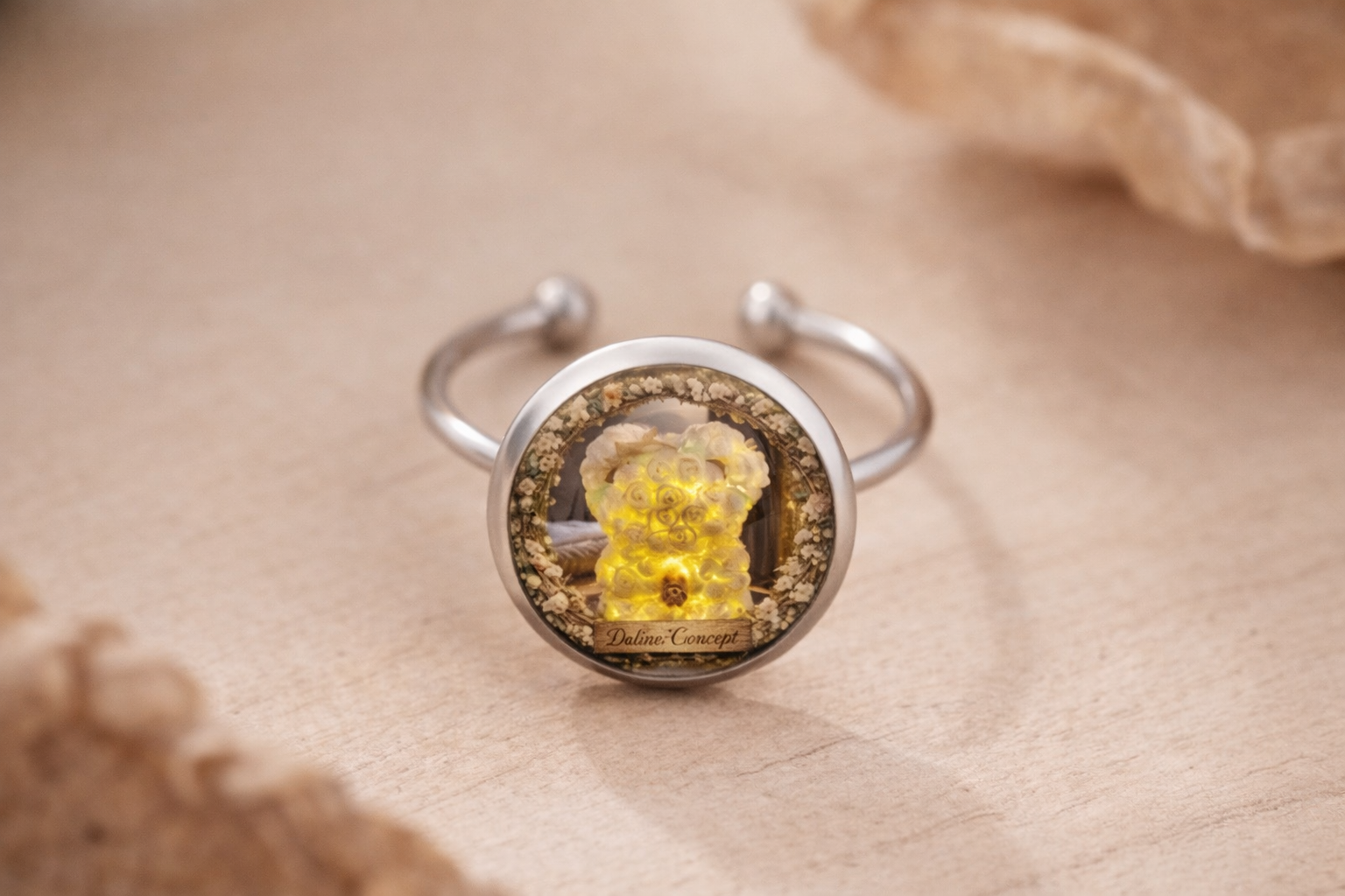 Bague Veilleuse Nounours Lumineux Daline’Concept – Bijou féerique acier 316L