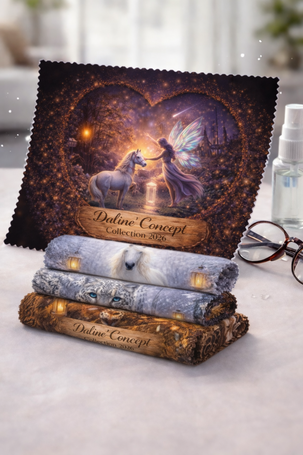 Chiffon lunettes microfibre « La Fée & la Licorne » – Édition Féerie Daline’Concept