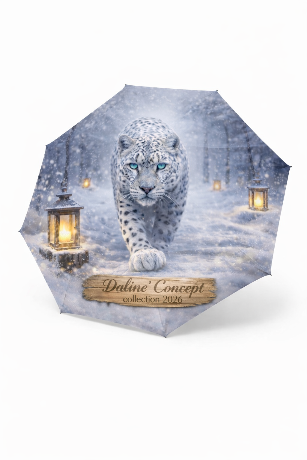 PARAPLUIE LÉOPARD BLANC – “Neige Sauvage”