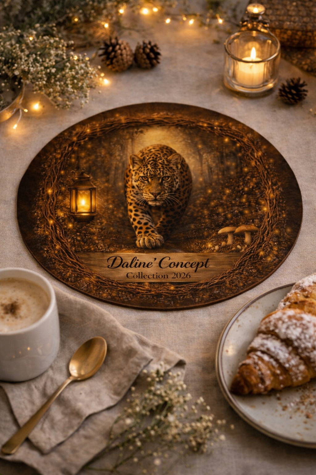 Set de table en lin “LEOPARD Lumière ” | Daline’Concept