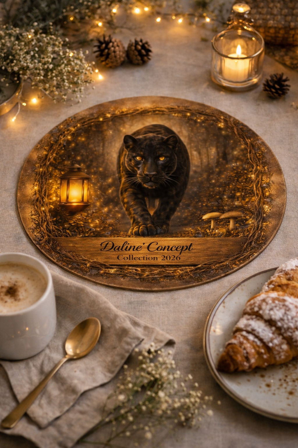 Set de Table en Lin “Panthère Enchantée” – Collection 2026 Daline’Concept