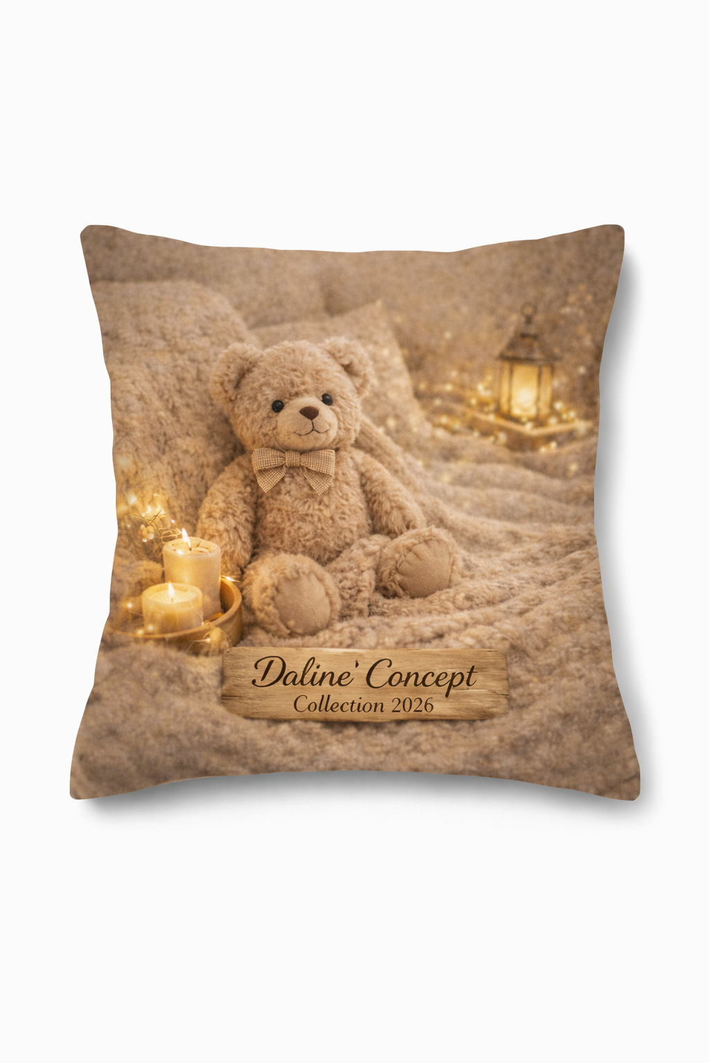 Taie de coussin « Nounours Douceur » – Housse cocooning & réconfort Daline’Concept