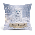 Taie de coussin « Léopard Blanc Sérénité » – Déco douce & hivernale Daline’Concept