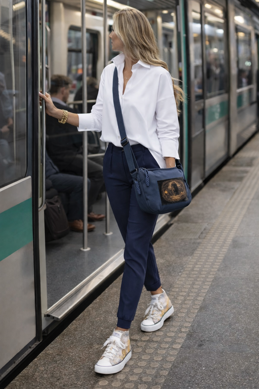 pantalon bleu marine élégant