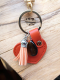 Porte-clé Porte-Bonheur – Cœur orange & Pierre Œil de Tigre