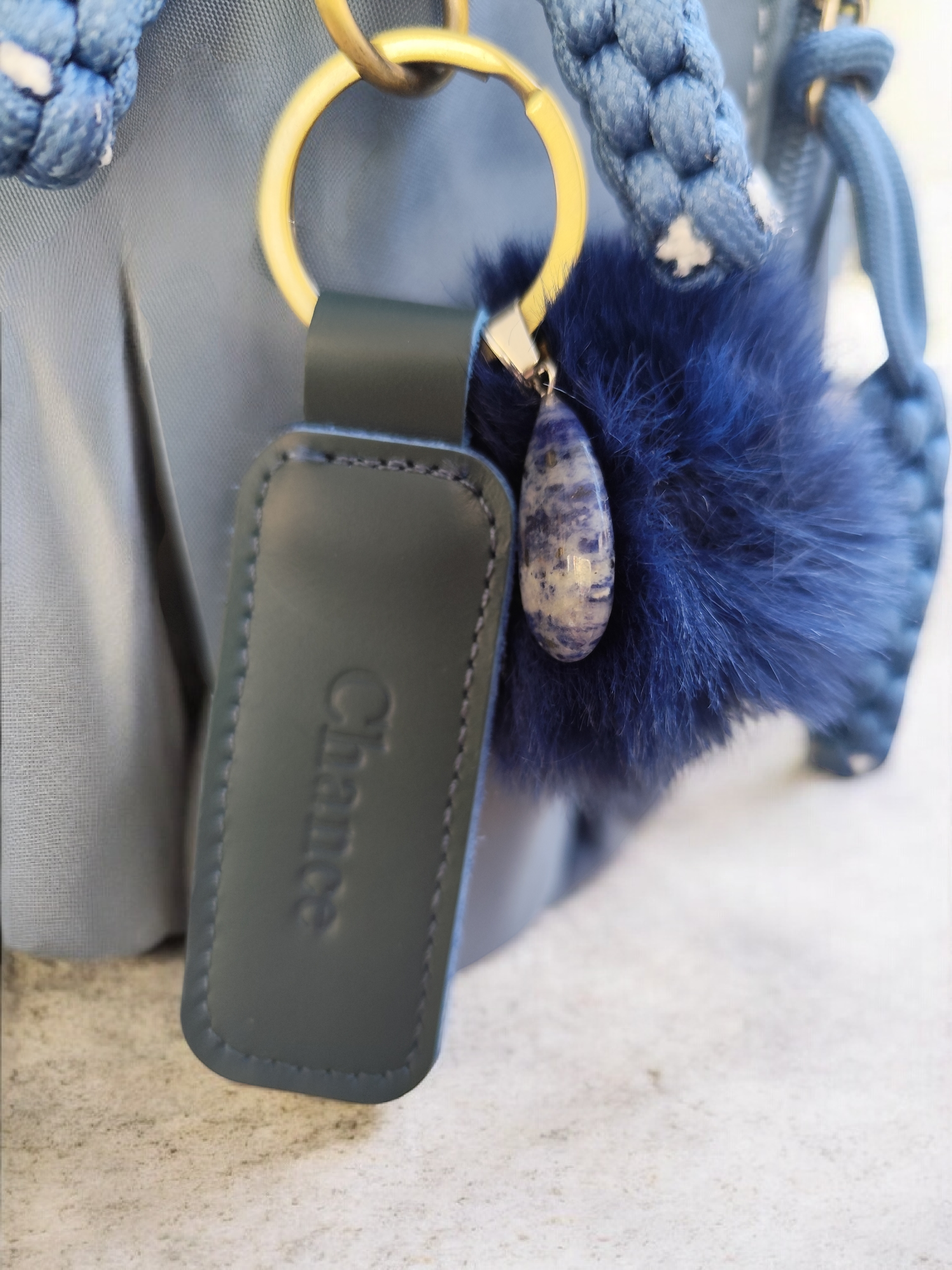 Porte-clé Confiance & Harmonie – Bleu Nuit & Sodalite