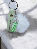 Porte-clé “Mon Porte-Bonheur” – Pompon Vert Menthe Nature