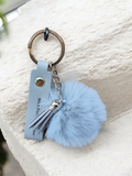Porte-clé “Mon Porte-Bonheur” – Pompon Gris Perle Chic